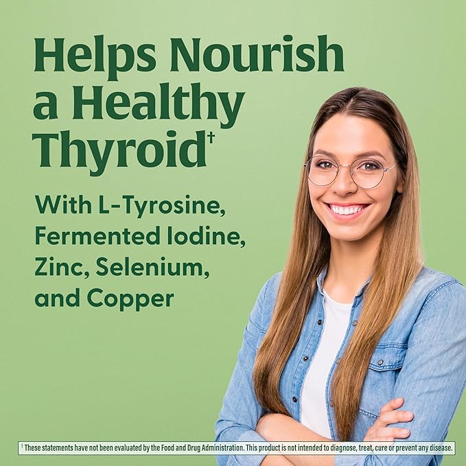 MegaFood Thyroid Strength - Mineral Supplement - Thyroid Support for Women with Ashwagandha, Zinc, Selenium, Copper, Iodine & L-Tyrosine & Herb Blend - Vegetarian - 60 Tabs (30 Servings)