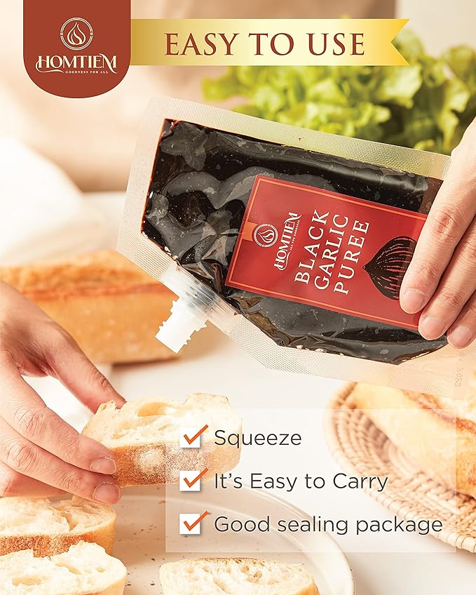 Homtiem Black Garlic Puree 150g. (Made from 100% Solo Black Garlic), Fermented for 90 Days, Non-GMO, Ready to Eat for Snacking and Cooking (3)