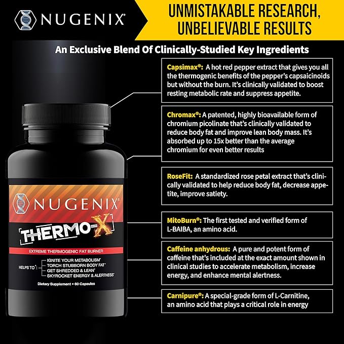 Nugenix Thermo-X: Thermogenic Fat Burner Supplement for Men, Extreme Metabolic Accelerator, 120 Count