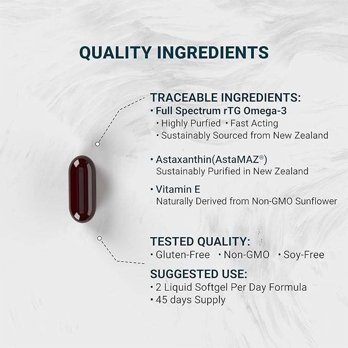 Ultimate rTG Omega 3 Fish Oil 1800mg from Wild New Zealand Tuna - Full Spectrum Omega3s EPA, DHA & DPA - Sustainably Sourced, Non-GMO, Gluten Free - 90 Softgels