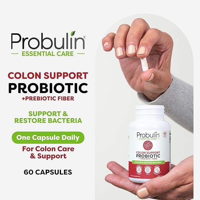 Probulin Colon Support Probiotic Supplement, Daily Gut, Digestive, and Immune Health Probiotics Capsules for Men and Women, 20 Billion CFU, Vegan, 60 Count Bottle