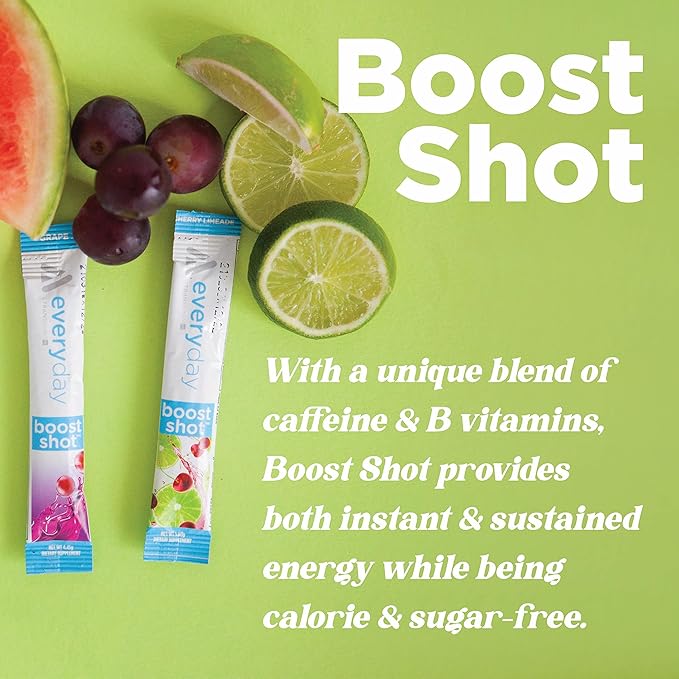 TransformHQ Boost Shot Powder Drink Stick Packets, Rocket Pop, 7 Pack, Energy Supplements for Women & Men, with Caffeine, Vitamin B12, B9, B6 & B3