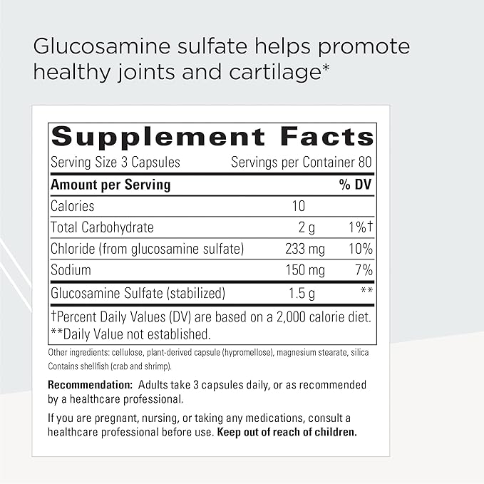Integrative Therapeutics Glucosamine Sulfate - Building Block of Cartilage* - for Women and Men - Gluten Free - Dairy Free - 240 Capsules