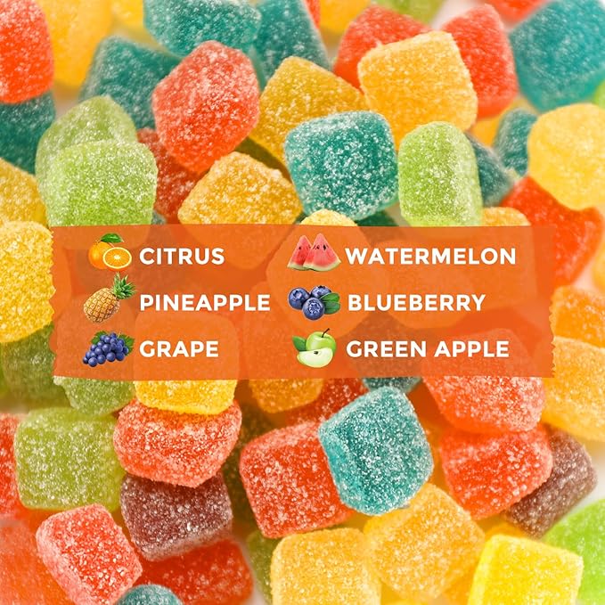 Hemp Gummies Big Cubes Extra Strength for Bedtime Support, Unwind, 6 Fruity Flavors Chewable Hemp Gummy Vitamins for Adults, Pack of 2, Made in USA