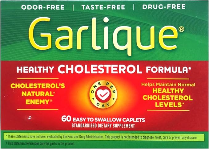 Garlique Healthy Cholesterol Formula with 5000 mcg of Allicin, 60 Enteric Coated Caplets (Pack of 2)