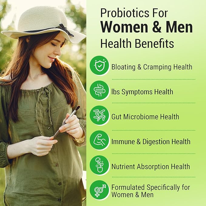 Probiotics for Women Men- 300 Billion CFU, 24 Strains Probiotic+15 Organic Herbs Prebiotics Blend, Pre and Probiotics, for Digestive Health, Immune & Gut, Diarrhea, Bloating, Vegan, 2 Month Supply
