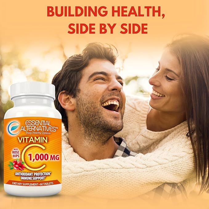 Vitamin C 1000mg with Rose HIPS. Antioxidant Protection, Immune Support. 60 Tablets