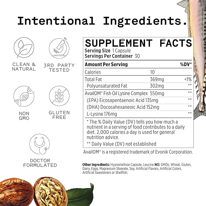 Healist Essentials Omega 3 Supplements, Fish Oil Supplement Capsules for Men and Women, Heart, Brain, Eye and Joint Health, EPA and DHA Fatty Acids, 30 Count Bottle