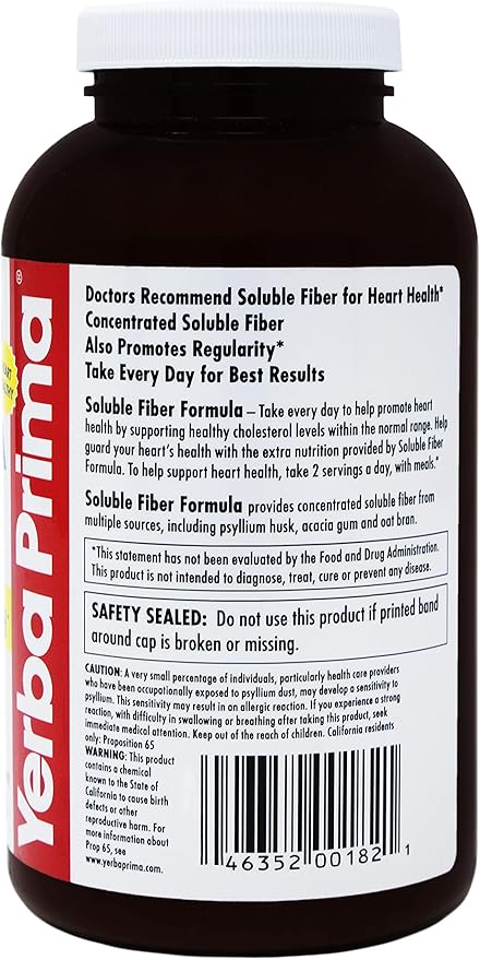 Yerba Prima Soluble Fiber Formula Powder, 12 Ounce - Premium Dietary Fiber Supplement, Natural, Concentrated Soluble Fiber, Gluten Free, Non-GMO, Made in USA