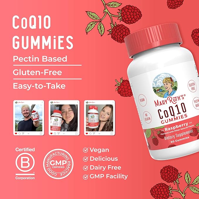 CoQ10 Gummies by MaryRuth's | Coenzyme Q10 | Gummy Supplements for Heart Health & Cellular Health | Antioxidant | CoQ10 120 mg | Vegan | Non-GMO | Gluten Free | 60 Count | 1 Month Supply