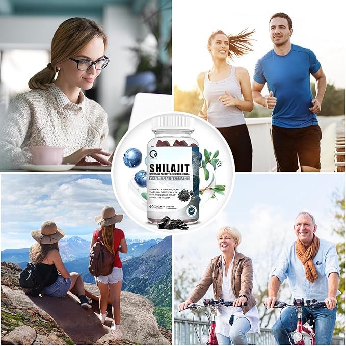 Himalayan Shilajit Gummies with 85+ Trace Minerals & Fulvic Acid for Energy, Immune, Cognitive Support High Potency Pure Natural Shilajit Supplement for Men & Women 60 Gummies (1 Pack)