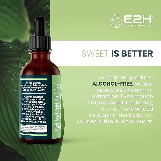 E2H Ashwagandha Liquid Drops - All-Natural Ashwagandha Supplement for Stress Relief and Mood Enhancer- Organic Ashwagandha Root Extract Effective Cortisol Manager | Non-GMO, Vegan | 2 Fl Oz