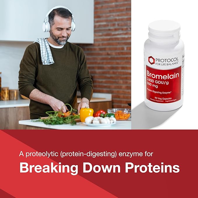 Protocol Bromelain - 500mg Capsules - Protein Digestive Enzyme - Supports Healthy Digestion* - Digestion Supplement - Vegan & Kosher - 90 Veg Capsules