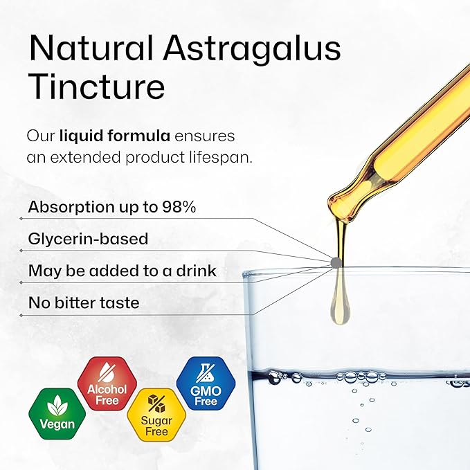 BIO KRAUTER Astragalus Tincture - Astragalus Root Liquid Extract for Immune Support - Alcohol and Sugar Free - High Absorption - Vegan Drops 2 Fl.Oz.