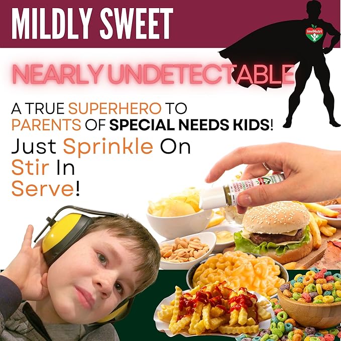 InviNutri Powder for extreme PICKY EATERS ARFID ASD. Transform any food into Superfood with Organic Nutrition Boost, Invisibly Effortlessly Instantly! 40x Nutrient-Rich 30mg Sulforaphane TRIAL PORTION