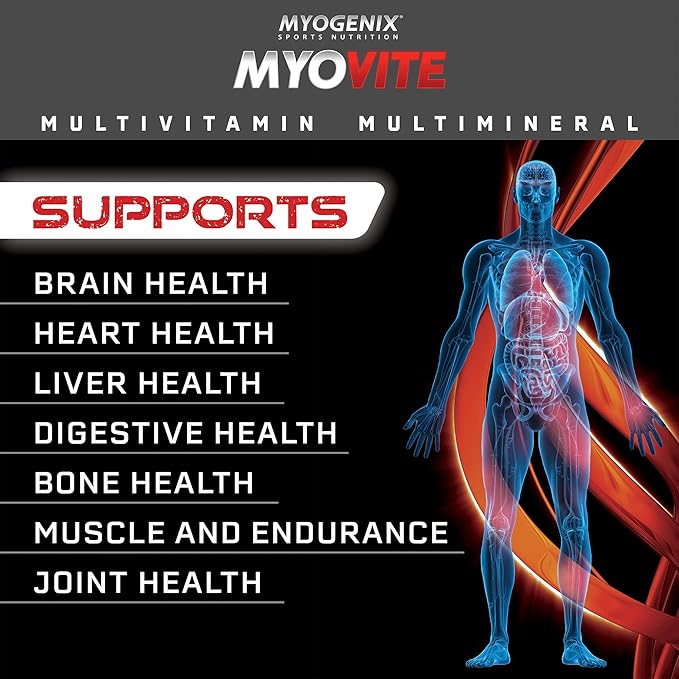 Myogenix Myovite Multivitamins for Athletes - High Performance Vitamins for Men and Women Athletes, Daily Vitamins for Optimum Nutrition, Muscle Function, and General Health, 44 Packets per Box
