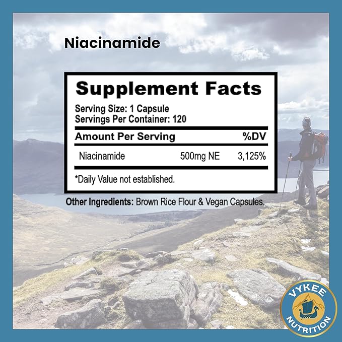 Niacinamide Capsules – 500mg High-Potency Vitamin B3 | Vegan, Non-GMO | Supports Energy Metabolism, Skin Health & Cellular Repair | 120 Capsules