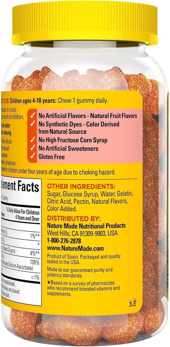 Nature Made Kids First Vitamin C Gummies, Dietary Supplement for Immune Support, 110 Gummies, 110 Day Supply
