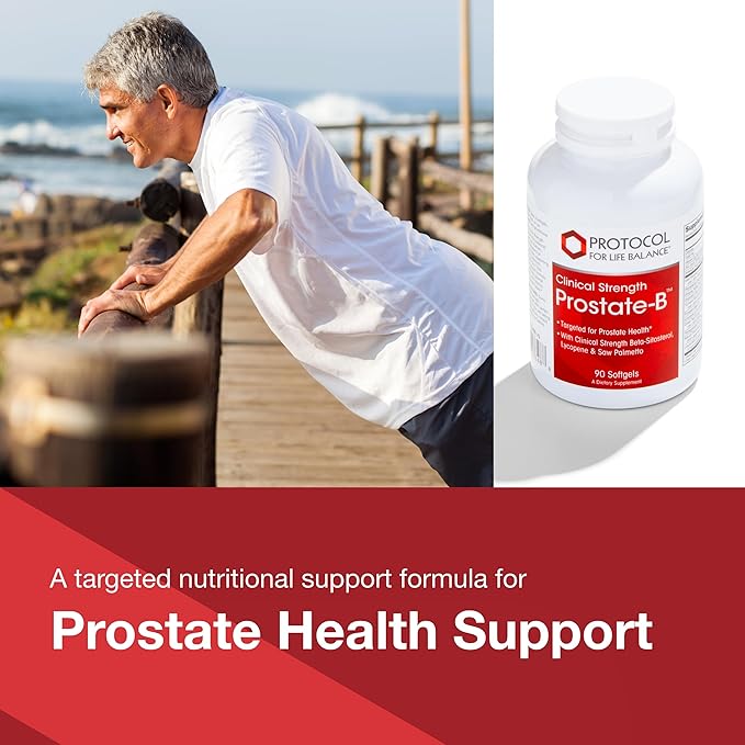 PROTOCOL FOR LIFE BALANCE Prostate-B Clinical Strength - Prostate Health Supplement for Men - with Beta Sitosterol, Lycopene & Saw Palmetto - Halal & Dairy Free - 90 Softgels