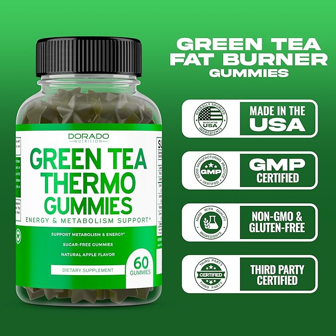 Green Tea Fat Burner (60 Count) - Appetite Suppressant Weight Loss Supplement for Adults and Keto ACV Gummies (60 Count) Advanced Weight Loss Keo ACV - Vegan & USA Made