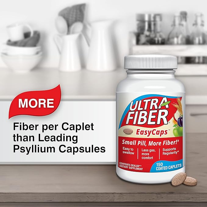 Caplets – High-Fiber Supplement for Regularity – 48% More Fiber per Caplet – Soluble & Insoluble Fiber Blend – Easy-to-Swallow Coated Caplets – 150ct