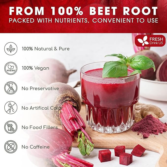 FRESHDRINKUS, Premium 42oz Beet Root Powder, 100% Natural and Pure from Beet Root, Beetroot Powder Perfect for Smoothies, Energy Booster, Soups and Sauces. No Additives, No Gluten, No Sugar, Vegan