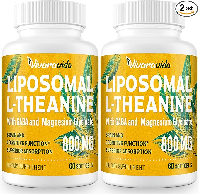L-Theanine 800mg Supplement with GABA and Magnesium Glycinate - Natural Compound, Sleep and Relaxation (120 Softgels)
