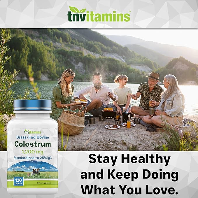 Colostrum Supplement 1,200 mg Per Serving, 120 Capsules | Standardized to 25% IgG (Immunoglobulin G) | Grass-Fed Bovine Colostrum Powder Caps | Immune Support Supplement | Non-GMO, Made in the USA!