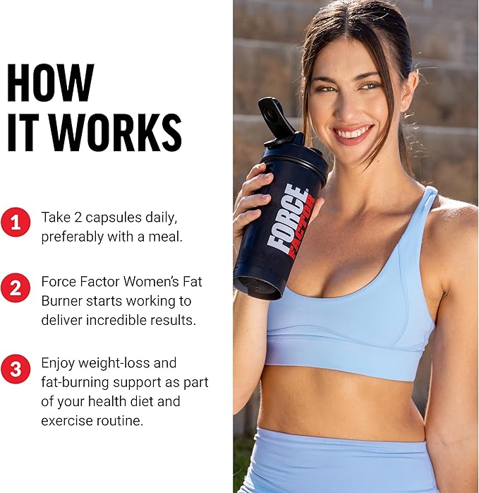 Force Factor Women’s Fat Burner, Metabolism Booster, and Weight-Loss Supplement Support, Green Tea Fat Burner Weight-Loss Pills to Help with Energy, Diet, and Exercise, Vegan, Non-GMO, 60 Capsules