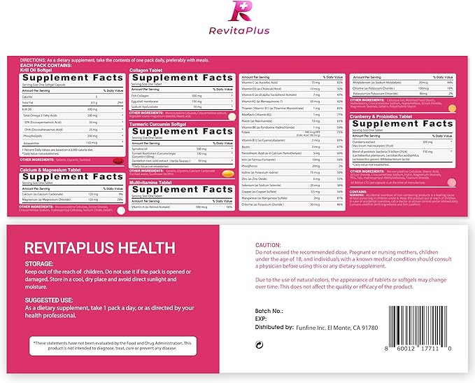 Multivitamin for Women with Vitamin A,B,C,D3,E,K2,Biotin, Collagen,Krill Oil,Cranberries Supports Energy,Wellness,Beauty and Immune - Vitamin Packs for Women Health 30 Packs