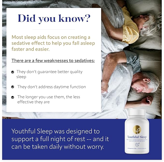 Youthful Sleep | Natural Sleep Support, No Melatonin, Supports Deep Rest and Improved Next-Day Function, Safe for Daily Use | 60 Capsules (1-Month Supply)