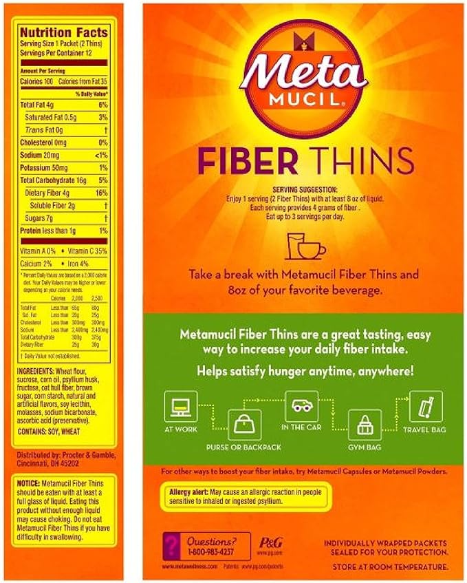 Metamucil Fiber Wafers Apple Crisp Packets, 2 ea