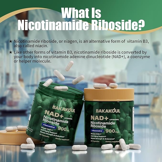 NAD Supplement - Liposomal Nicotinamide Riboside, Resveratrol, Quercetin, NAD Nicotinamide Riboside Resveratrol 900mg, NAD+ Supplement for Men and Women, 80 Capsules 2 Pack