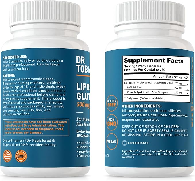 Dr. Tobias Magnesium Bisglycinate and Liposomal Glutathione - Supports Energy, Muscle Function, and Immune Health - Maximum Absorption - Vegan, Non-GMO