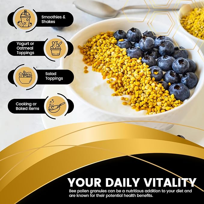 Organic Bee Pollen Granules, 2 Lbs - Bee Pollen Supplement Super Food Packed with Proteins, Vitamins & Minerals, Gluten-Free - Immune Support, Energy Boost and Digestive Wellness, USA Made 2 Packs