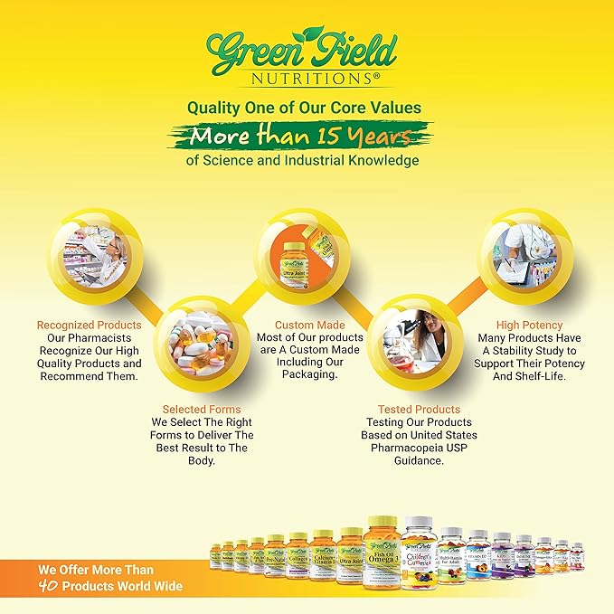 Greenfield Nutritions Halal Fish Oil 1000mg, 300mg Halal Omega 3, Small Wild Peruvian Fish Oil Halal Vitamins, EPA 180mg & DHA 120mg, Non-GMO, Gluten Free, Support Brain & Heart Health, 120 Pills