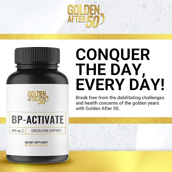 Golden After 50 BP-Activate - Nitric Oxide Supplement with Essential Amino Acids - Blood Circulation and Heart Health Support Supplement - 3 Bottles - 800mg L Arginine, AAKG, L Citrulline