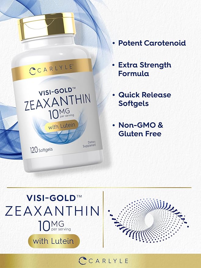 Carlyle Zeaxanthin 10mg | 120 Softgels | Eye Health Support with Lutein | Non-GMO, Gluten Free Supplement