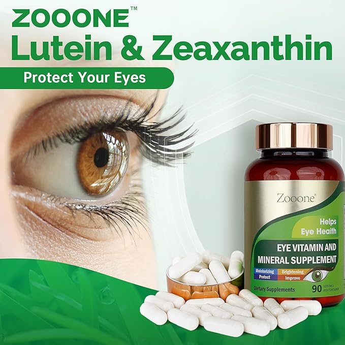 zooone- Lutein Eye Vitamins Supplement for Macular Health and Dry Eye, Contains Lutein, Zinc, Vitamins C/E & Zeaxanthin to Support Eye Health, 90 Tablets (3)