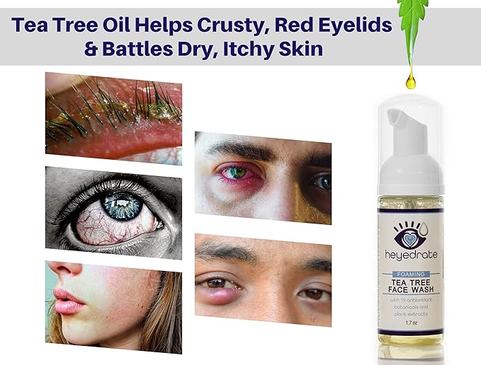 Triglyceride Omega 3 Fish Oil, Heated Eye Mask, Lid and Lash Cleanser Foaming Tea Tree Face Wash Bundle for Eye Health, Provides Relief for Irritated Eyes