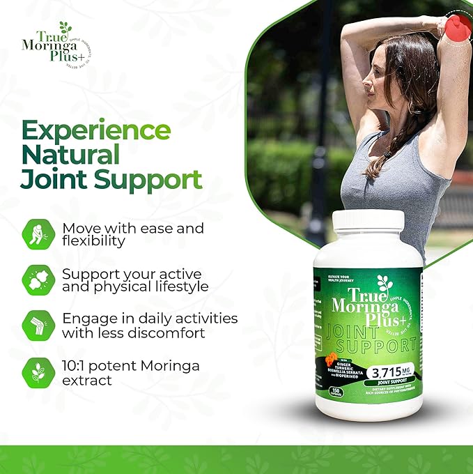 Joint Support Supplement 10:1 Extract | 20,000mg of Organic Moringa, Turmeric Curcumin, Ginger, Boswellia, BioPerine | Extra Strength Herbal Antioxidant for Adults (150 Capsules)
