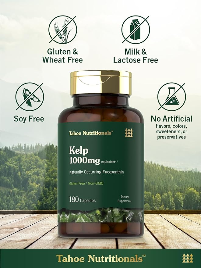 Tahoe Nutritionals Kelp Supplement Capsules | 1000mg | 180 Count | Non-GMO & Gluten Free Extract