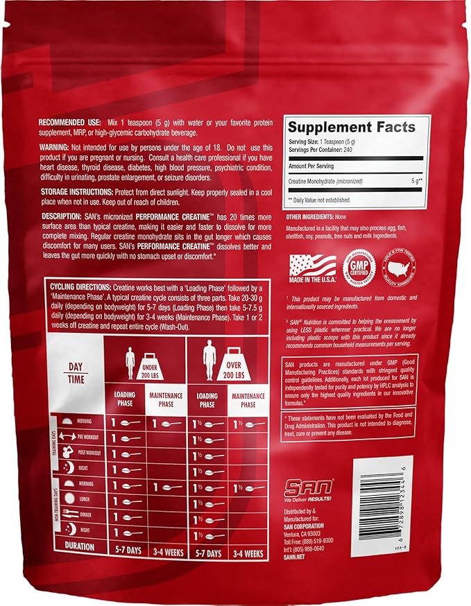 Performance Creatine 1200g – Supports Muscle Growth and Athletic Performance, 240 Servings