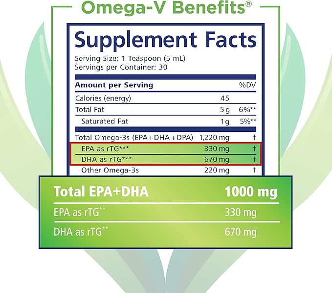 PRN | Omega-V Benefits - Vegan Omega-3 Supplement with 1000mg EPA and DHA - Premium, Sustainable Algae for Plant-Based & Vegetarians – Support Heart, Brain, Joint & Eye Health 1 Month Supply