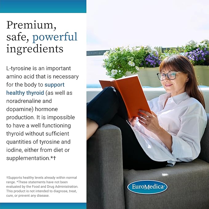 Euromedica Thyroid Care - Immune Health & Energy Support Formula - Nutritional Supplement with Iodine for Thyroid Health Support - Wellness Supplement with L-Tyrosine - 60 Capsules
