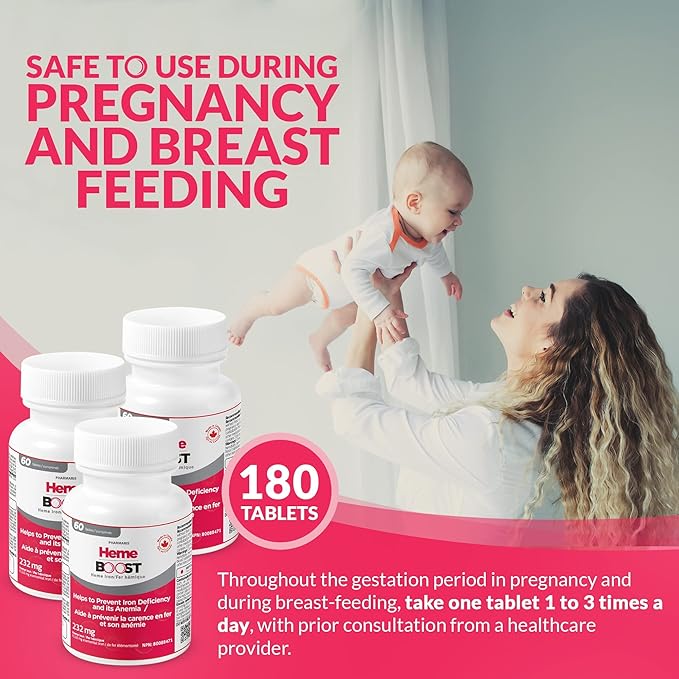 Hemeboost 11.6mg (232mg Heme Iron) I 180 Tablets | High Potency Natural Iron Supplement I High Absorption & Gentle on Stomach I Iron Pills for Adults & Safe for Use in Pregnancy (3)