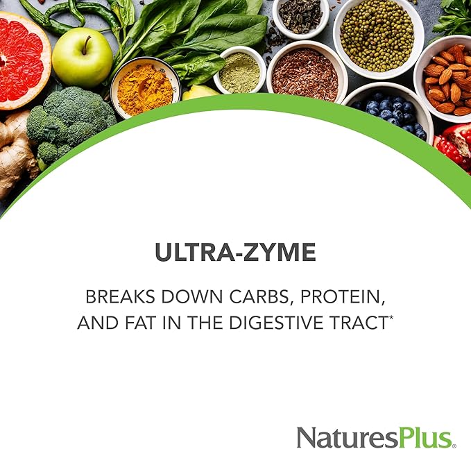 NaturesPlus UltraZyme - 120 mg Ox Bile, 180 Tablets - Maximum Strength Digestive Enzyme Supplement, Promotes Nutrient Absorption - 90 Servings