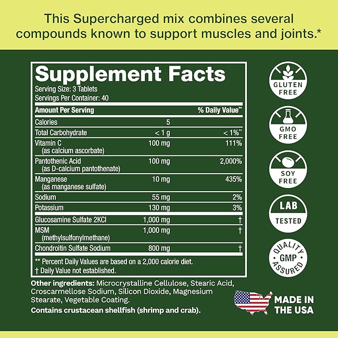 Life's Fortune Triple Strength Glucosamax - 1000mg Premium Glucosamine, Chondroitin and MSM Supplement with Vitamin C for Joint Comfort & Mobility, 120 Tab