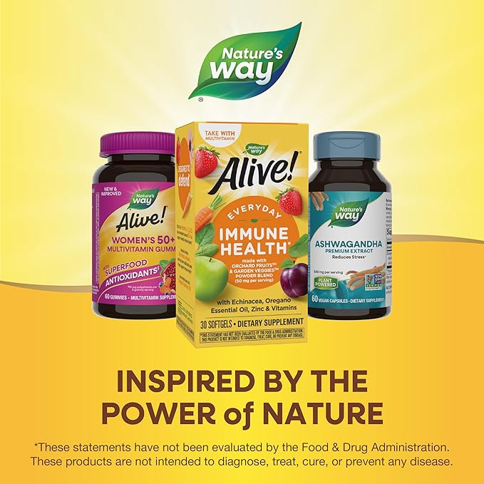 Nature's Way Alive! Everyday Immune Health* with Echinacea & Zinc, Immune Health and General Wellbeing*, 30 Softgels