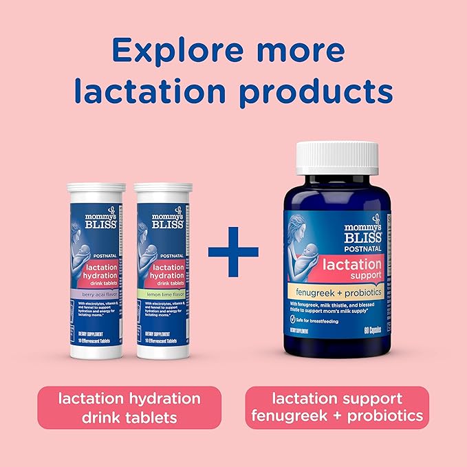 Mommy's Bliss Postnatal Lactation Support, Contains Milk Thistle, Shatavari, and Lecithin, 1 Bottle (60 Capsules)